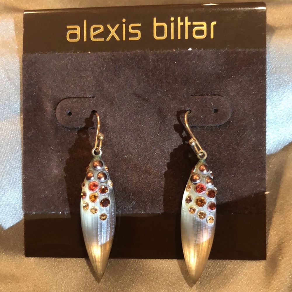 Alexis Bittar crystal dust lucite earrings "Autumn Berry Sliver"